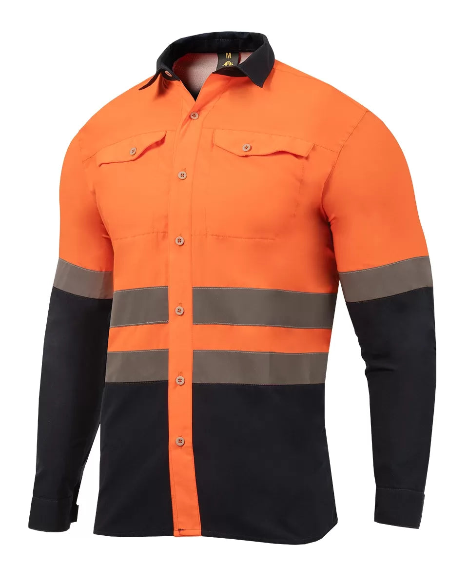 Camisa alta visibilidad de trabajo - Naranja Azul - 01 #color_naranja-azul