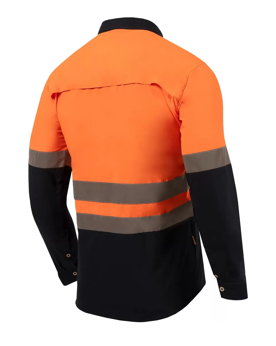 Camisa alta visibilidad de trabajo - Naranja Azul - 02 #color_naranja-azul